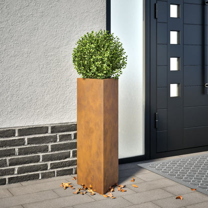 Vaso/floreira de jardim triangular 30x26x75 cm aço corten