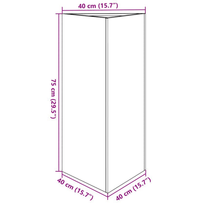 Vaso/floreira de jardim triangular 40x34,5x70 cm aço preto