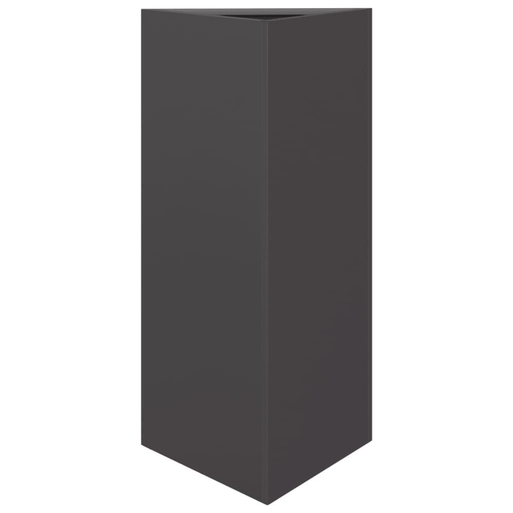 Vaso/floreira de jardim triangular 2 pcs 40x34,5x70cm aço preto