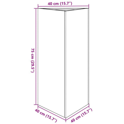 Vaso/floreira de jardim triangular 40x34,5x70 cm aço antracite