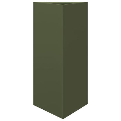 Vaso/floreira triangular 2 pcs 40x34,5x70 cm aço verde-azeitona