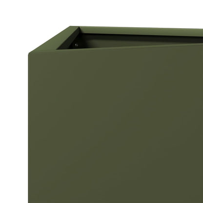 Vaso/floreira triangular 2 pcs 40x34,5x70 cm aço verde-azeitona