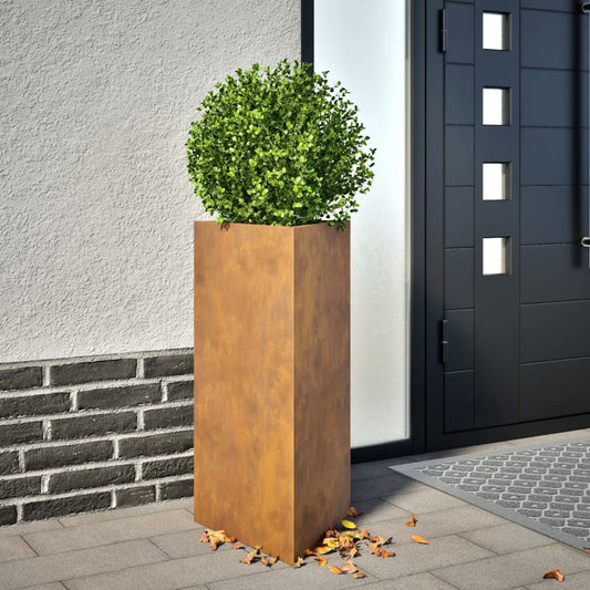 Vaso/floreira de jardim triangular 40x34,5x70 cm aço corten