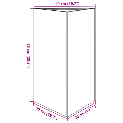 Vaso/floreira de jardim triangular 50x43x75 cm aço preto