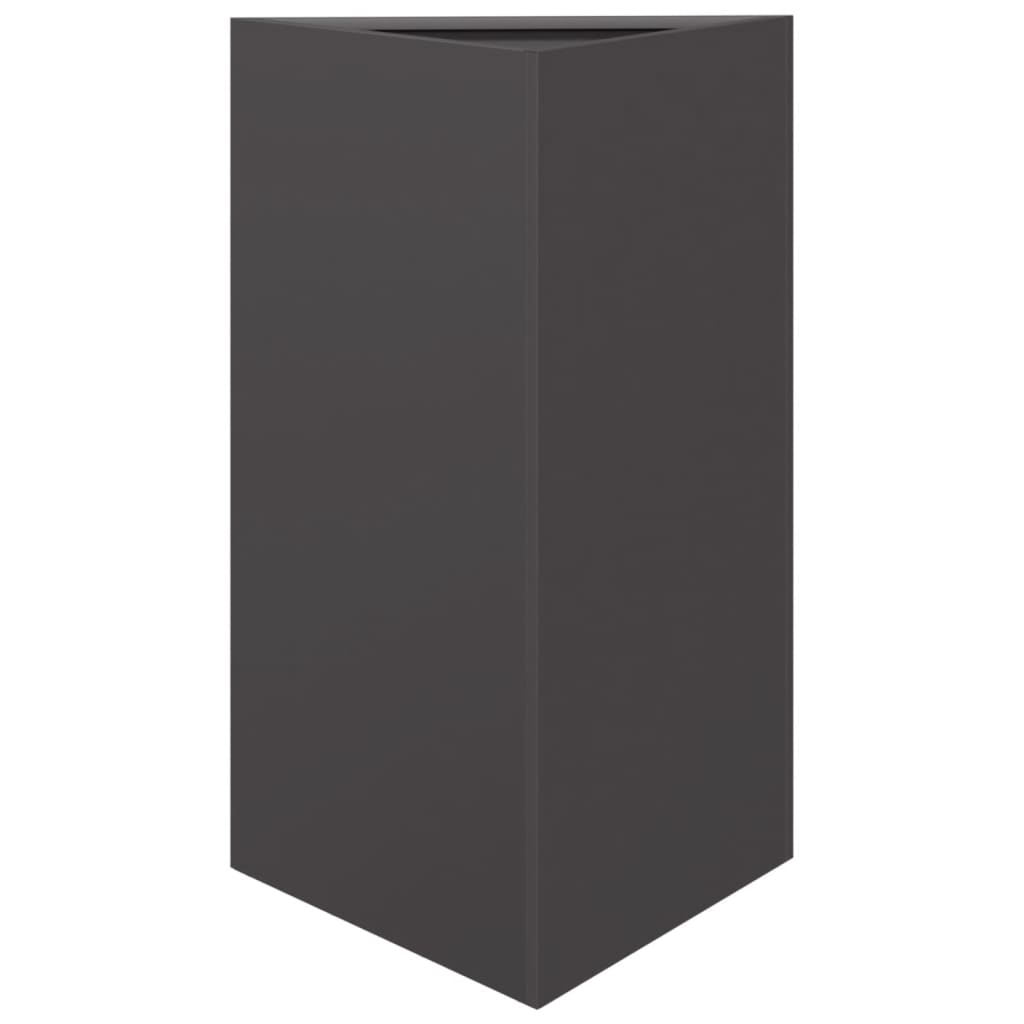 Vaso/floreira de jardim triangular 2 pcs 50x43x75 cm aço preto