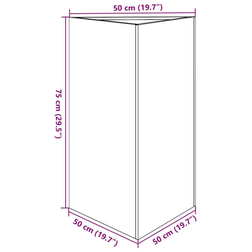 Vaso/floreira de jardim triangular 50x43x75 cm aço branco