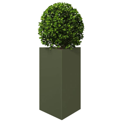 Vaso/floreira jardim triangular 50x43x75 cm aço verde-azeitona