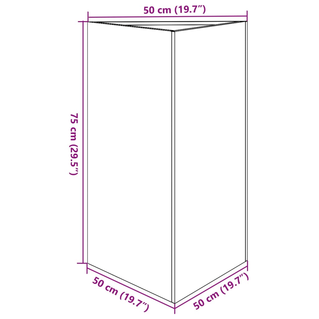 Vaso/floreira jardim triangular 50x43x75 cm aço verde-azeitona