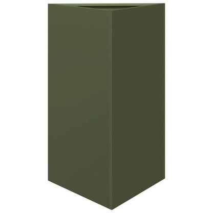 Vaso/floreira triangular 2 pcs 50x43x75 cm aço verde-azeitona