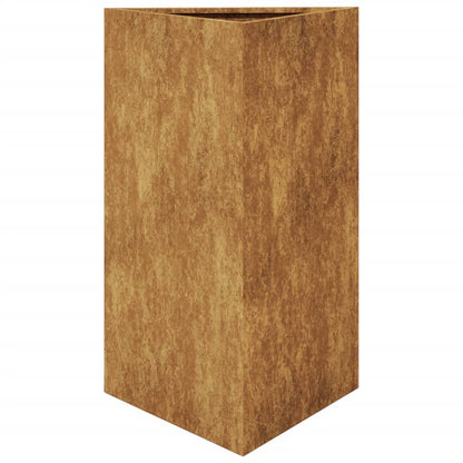 Vaso/floreira de jardim 2 pcs triangular 50x43x75 cm aço corten