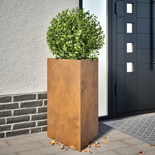 Vaso/floreira de jardim 2 pcs triangular 50x43x75 cm aço corten