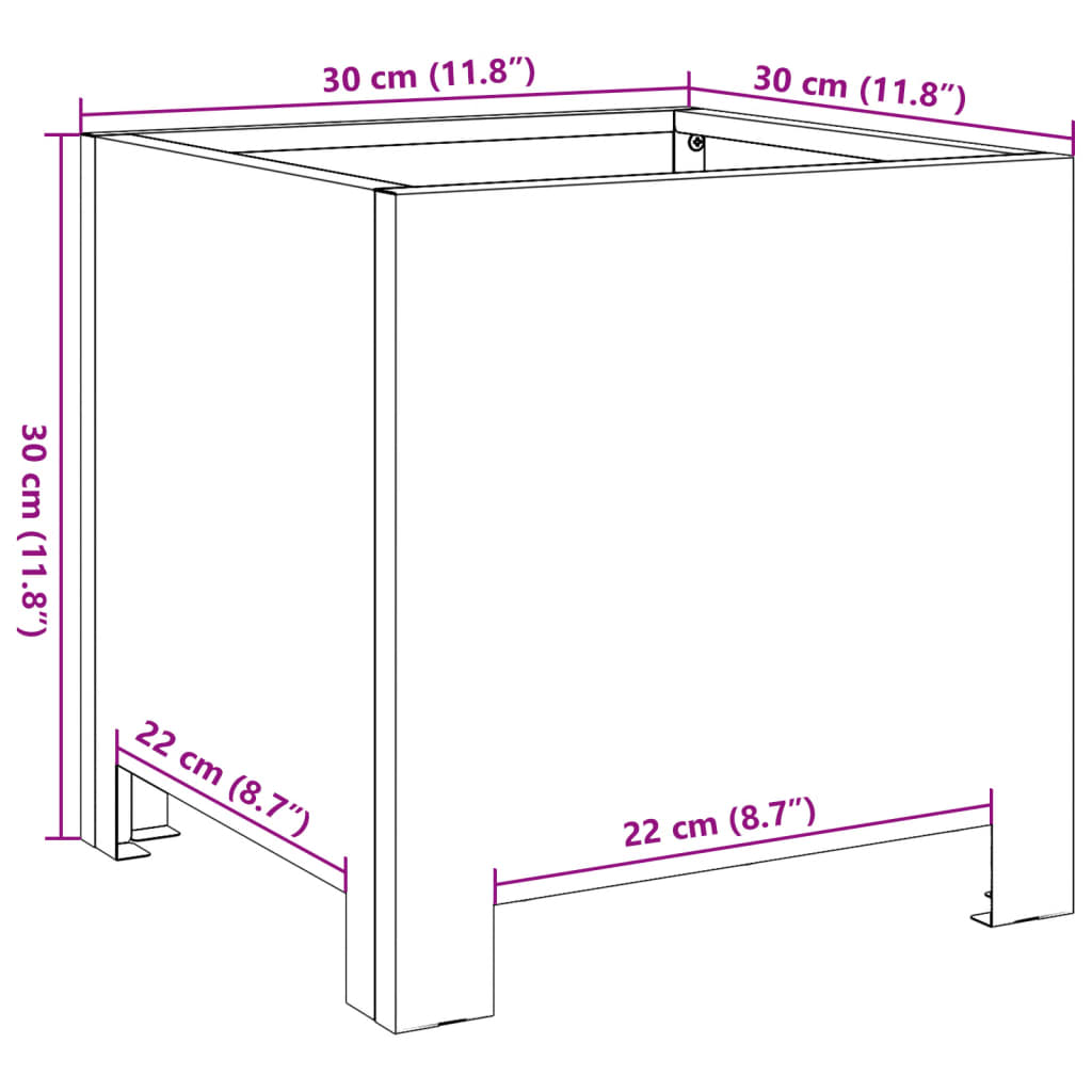 Vaso/floreira de jardim 30x30x30 cm aço branco