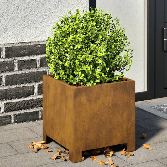 Vaso/floreira de jardim 30x30x30 cm aço corten