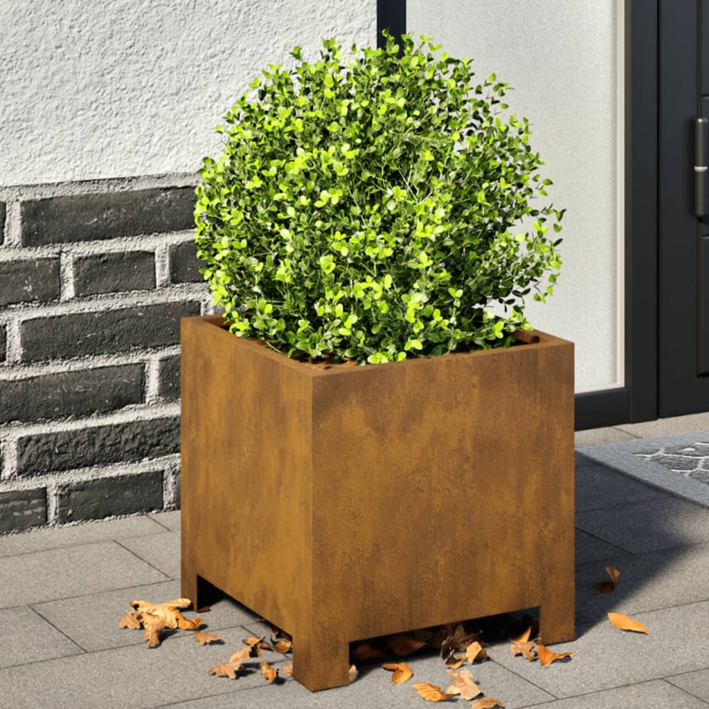 Vaso/floreira de jardim 2 pcs 30x30x30 cm aço corten