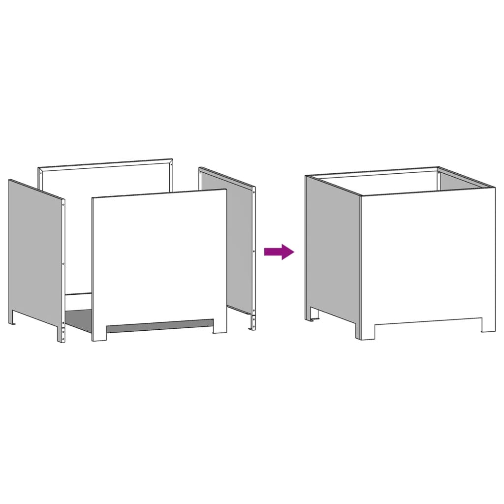 Vaso/floreira de jardim 2 pcs 40x40x40 cm aço galvanizado