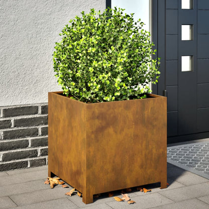 Vaso/floreira de jardim 50x50x50 cm aço corten