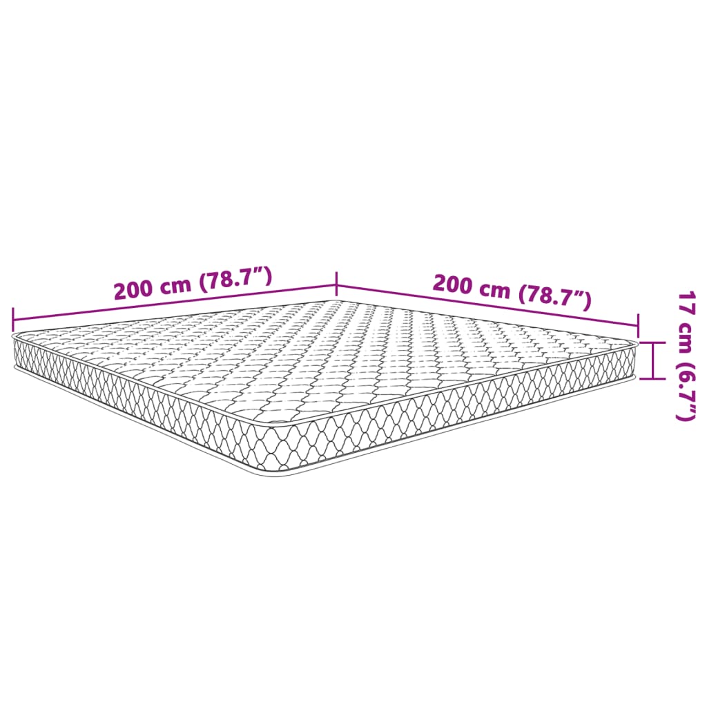 Colchão de espuma de memória 200x200x17 cm branco