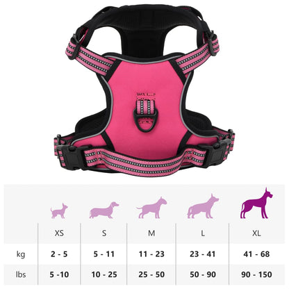 Peitoral para cães com faixas refletoras ajustável XL rosa