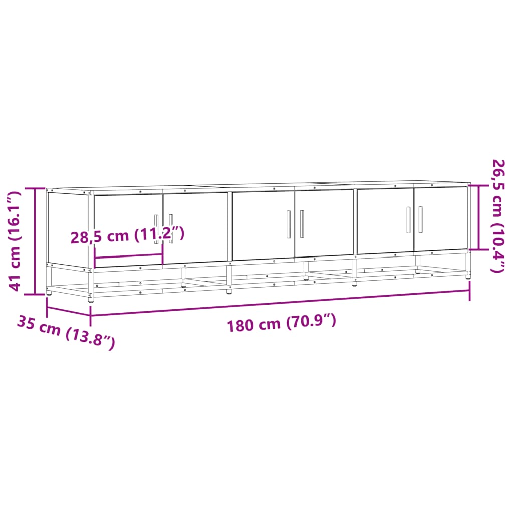 Móvel de TV 180x35x41 cm derivados de madeira cinzento sonoma