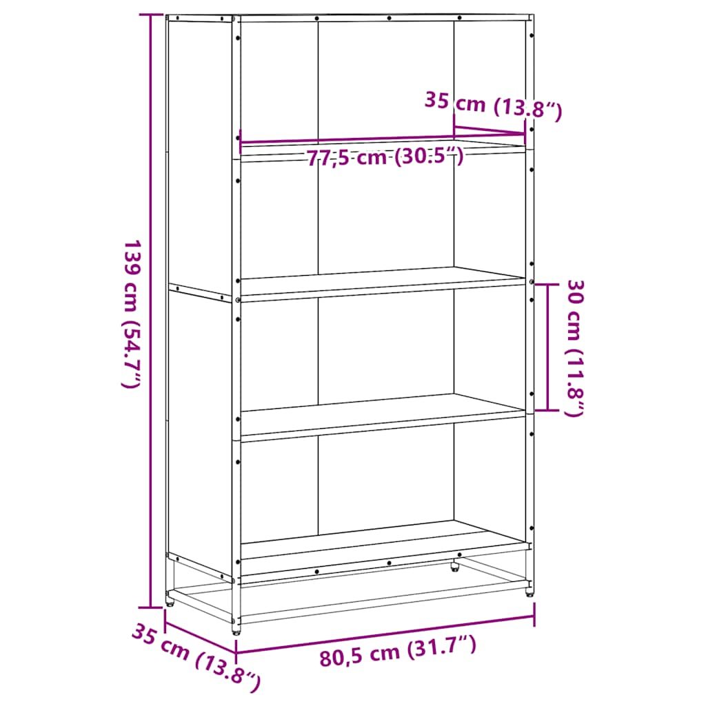 Estante 80,5x35x139 cm derivados de madeira cinzento sonoma