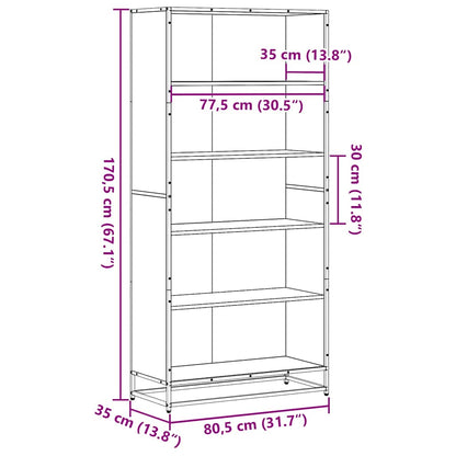 Estante 80,5x35x170,5 cm derivados de madeira cinzento sonoma