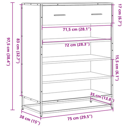 Sapateira 75x38x97,5 cm deriv. de madeira/metal cinzento sonoma