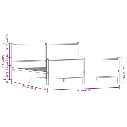 Estrutura de cama sem colchão 183x213cm metal carvalho fumado