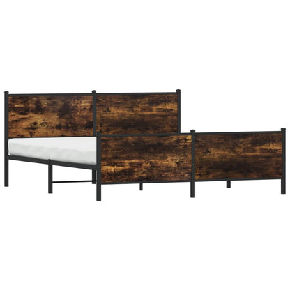 Estrutura de cama sem colchão 193x203cm metal carvalho fumado