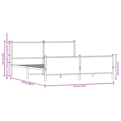 Estrutura de cama sem colchão 183x213cm metal carvalho sonoma