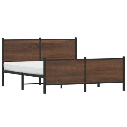 Estrutura de cama sem colchão 140x190cm metal carvalho castanho