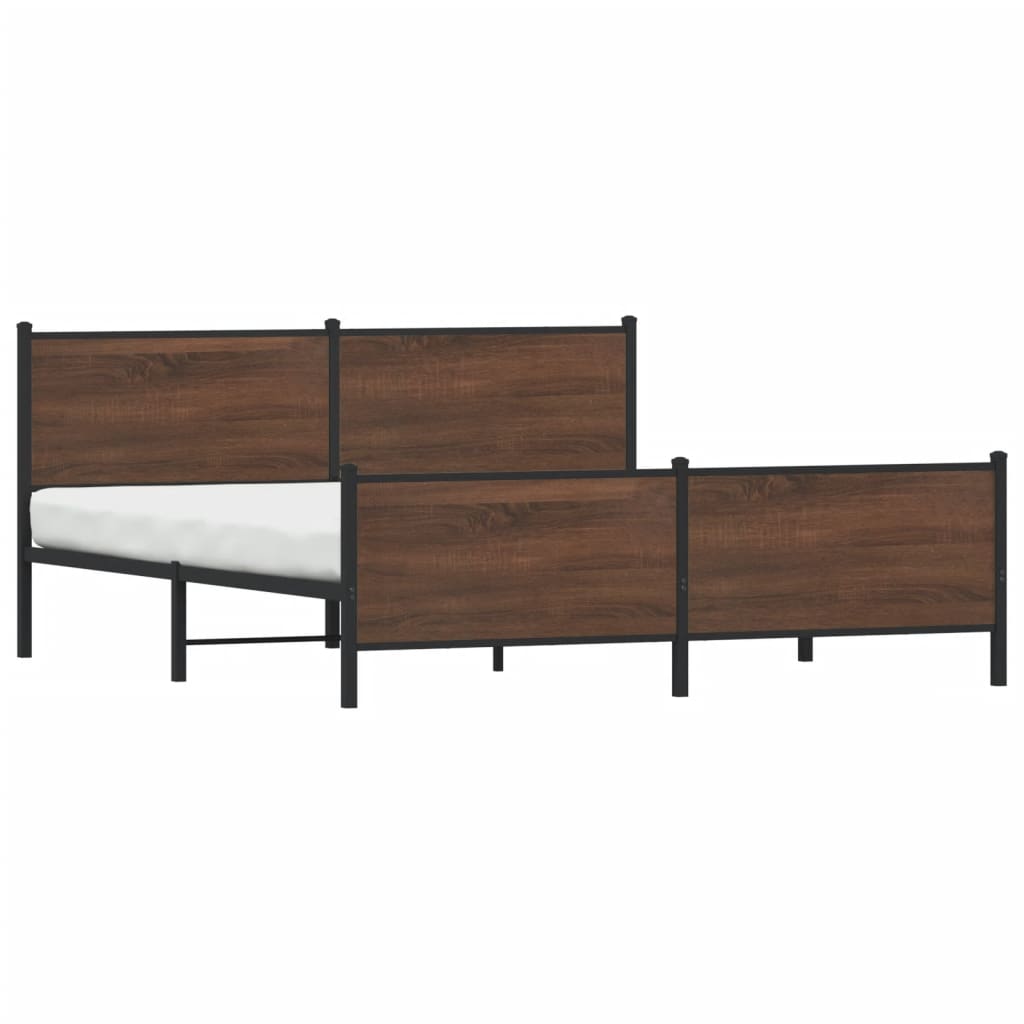 Estrutura cama sem colchão 183x213 cm metal carvalho castanho