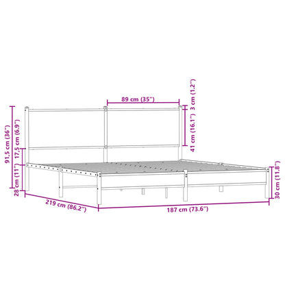 Estrutura de cama sem colchão 183x213cm metal carvalho sonoma