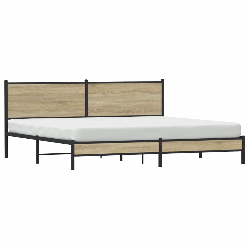 Estrutura de cama sem colchão 193x203cm metal carvalho sonoma