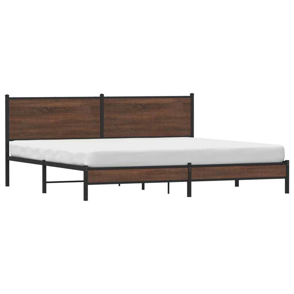 Estrutura cama sem colchão 193x203 cm metal carvalho castanho