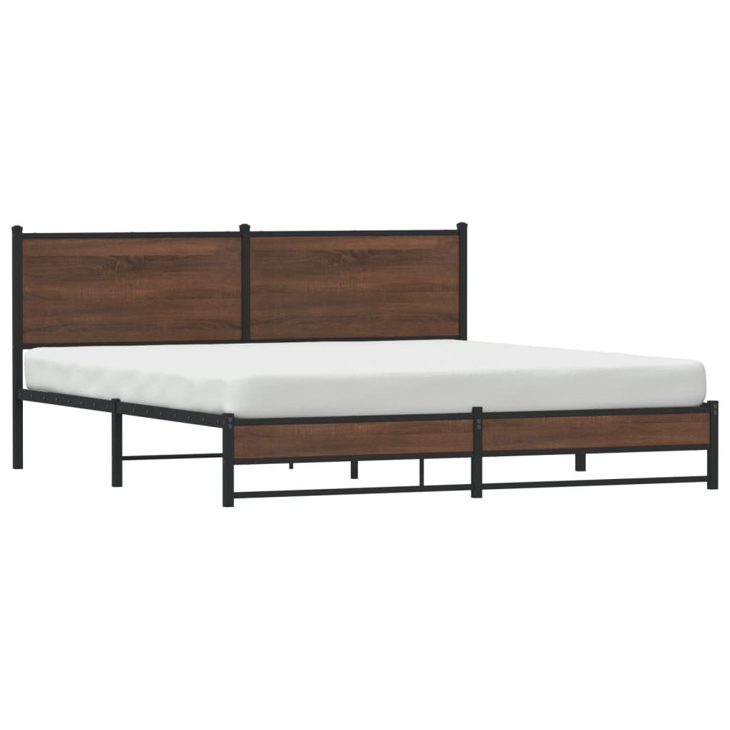 Estrutura cama sem colchão 183x213 cm metal carvalho castanho