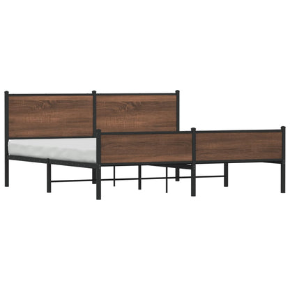 Estrutura cama sem colchão 183x213 cm metal carvalho castanho