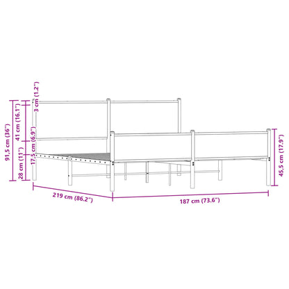 Estrutura cama sem colchão 183x213 cm metal carvalho castanho