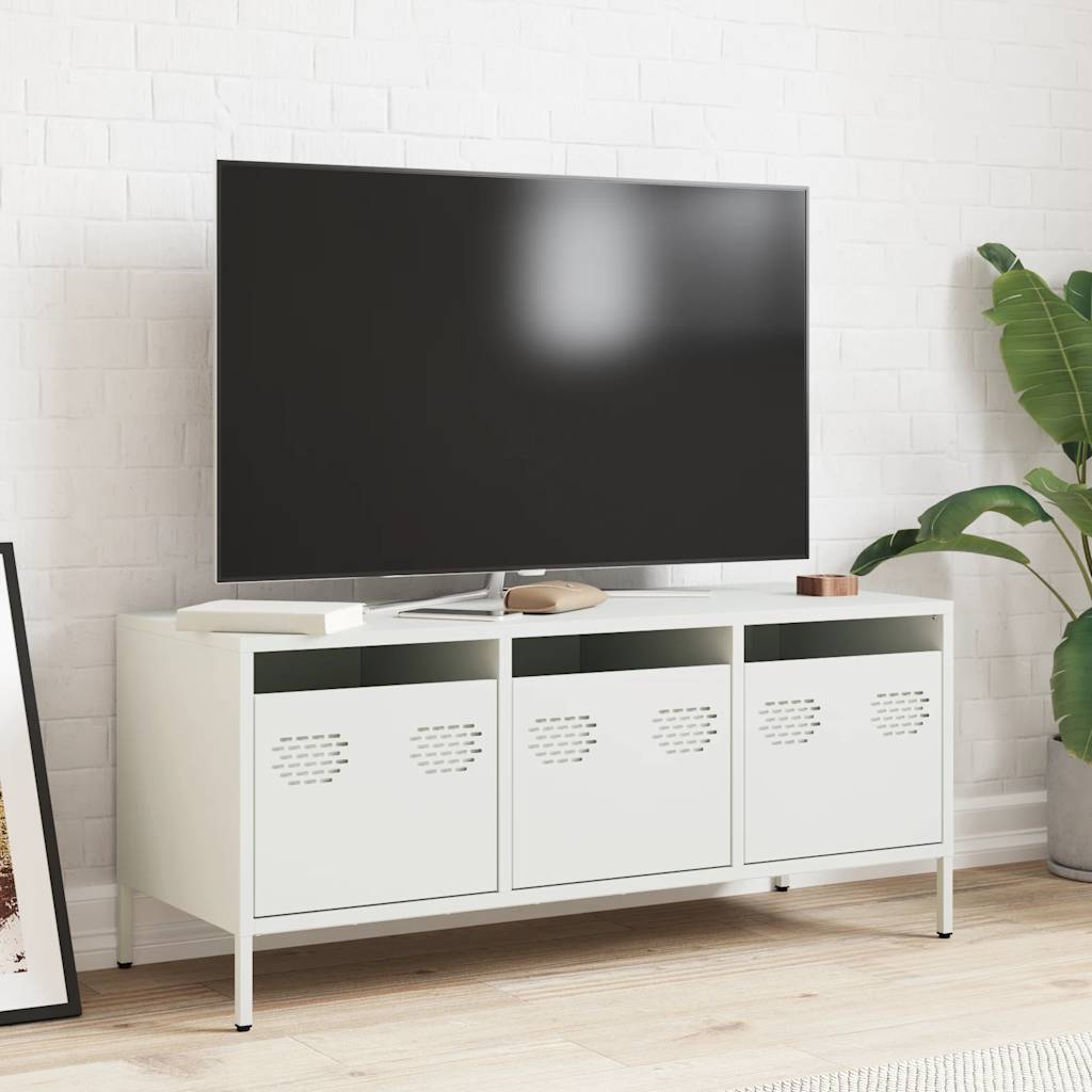 Móvel de TV 101,5x39x43,5 cm aço laminado a frio branco