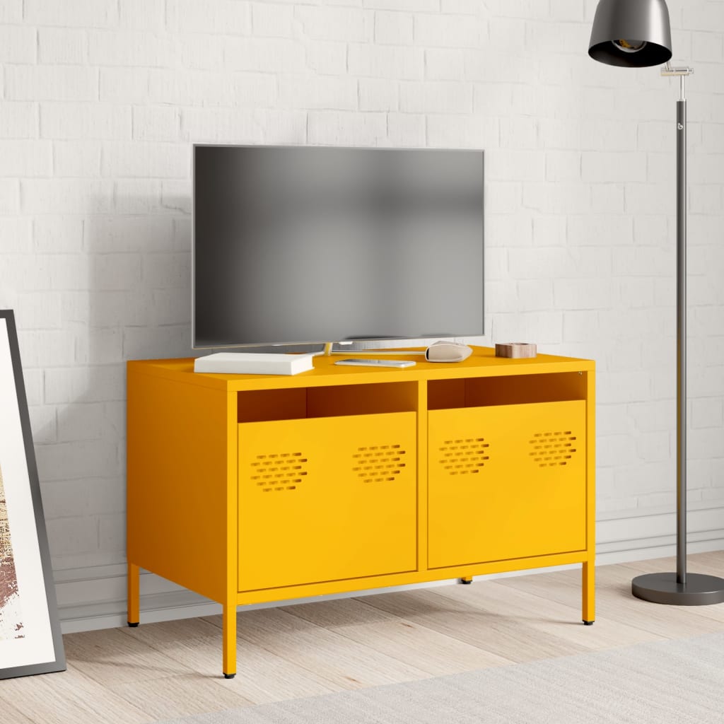 Móvel de TV 68x39x43,5 cm aço laminado a frio amarelo mostarda