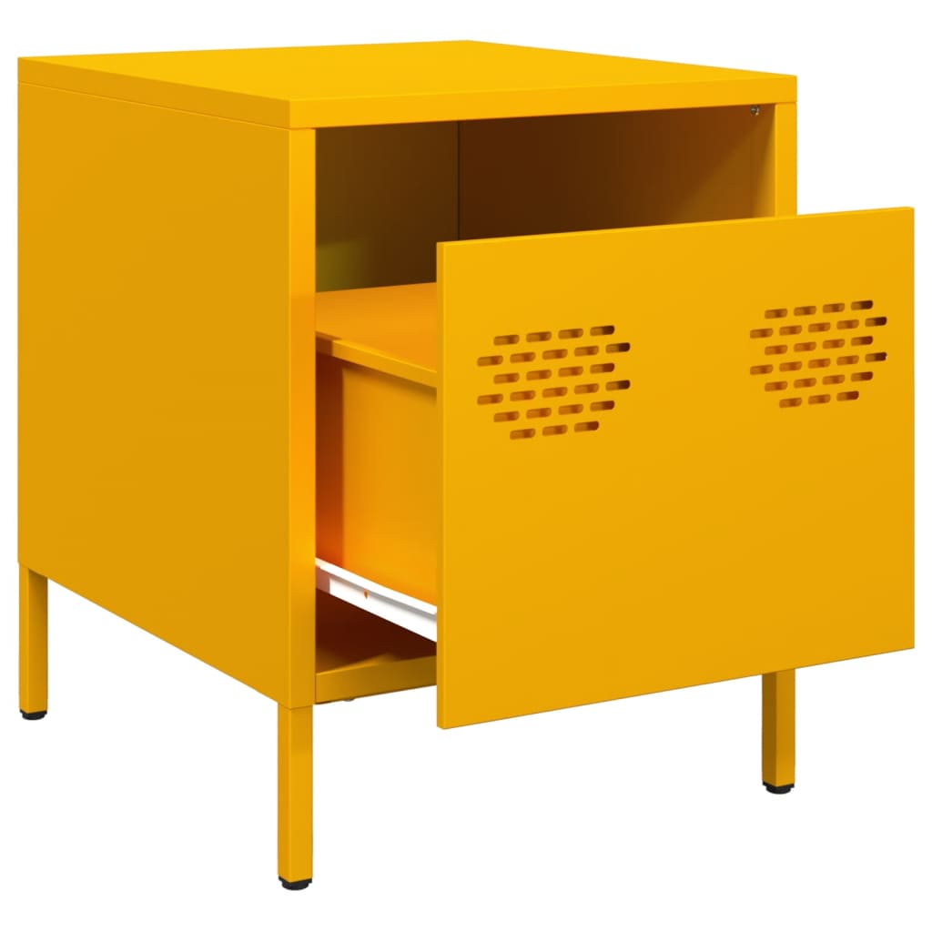 Mesa de cabeceira 35x39x43,5 cm aço amarelo mostarda