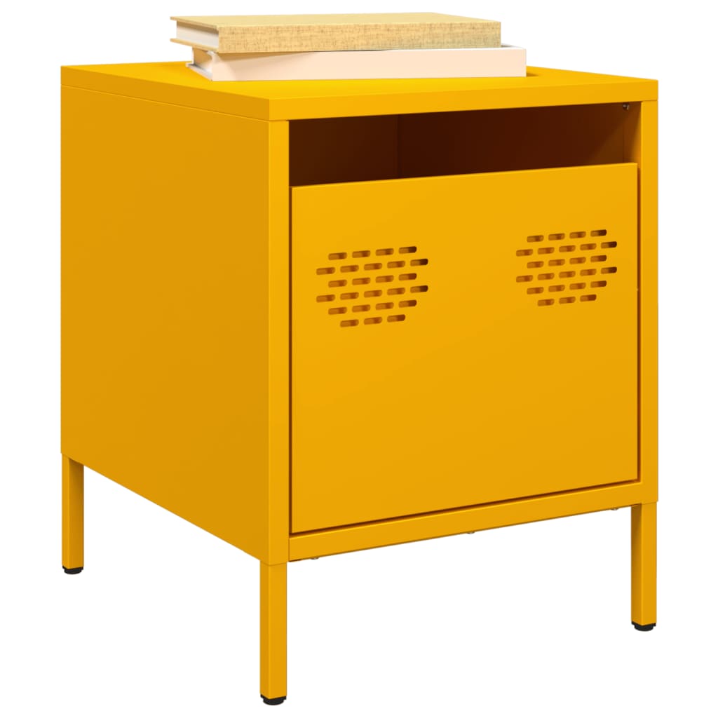 Mesa de cabeceira 35x39x43,5 cm aço amarelo mostarda