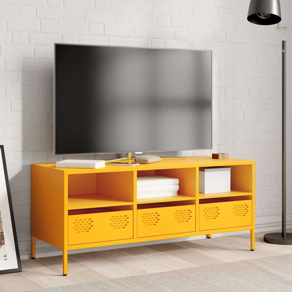 Móvel TV 101,5x39x43,5 cm aço laminado a frio amarelo mostarda