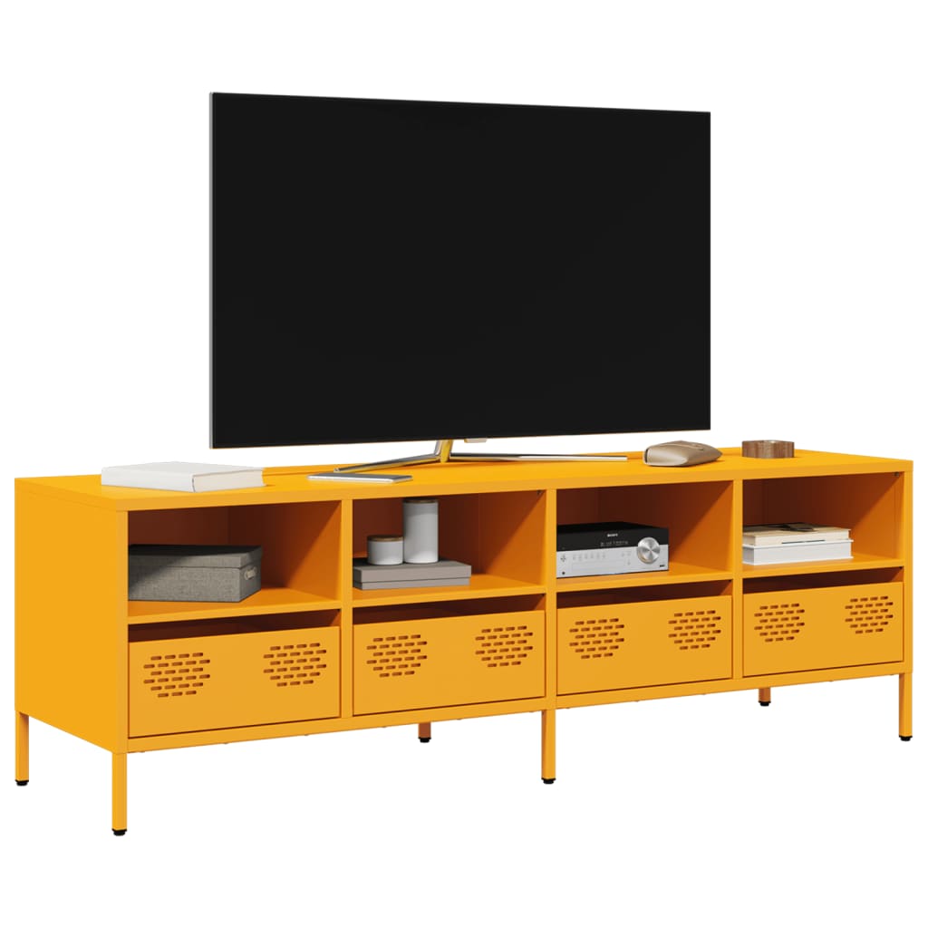 Móvel de TV 135x39x43,5 cm aço laminado a frio amarelo mostarda