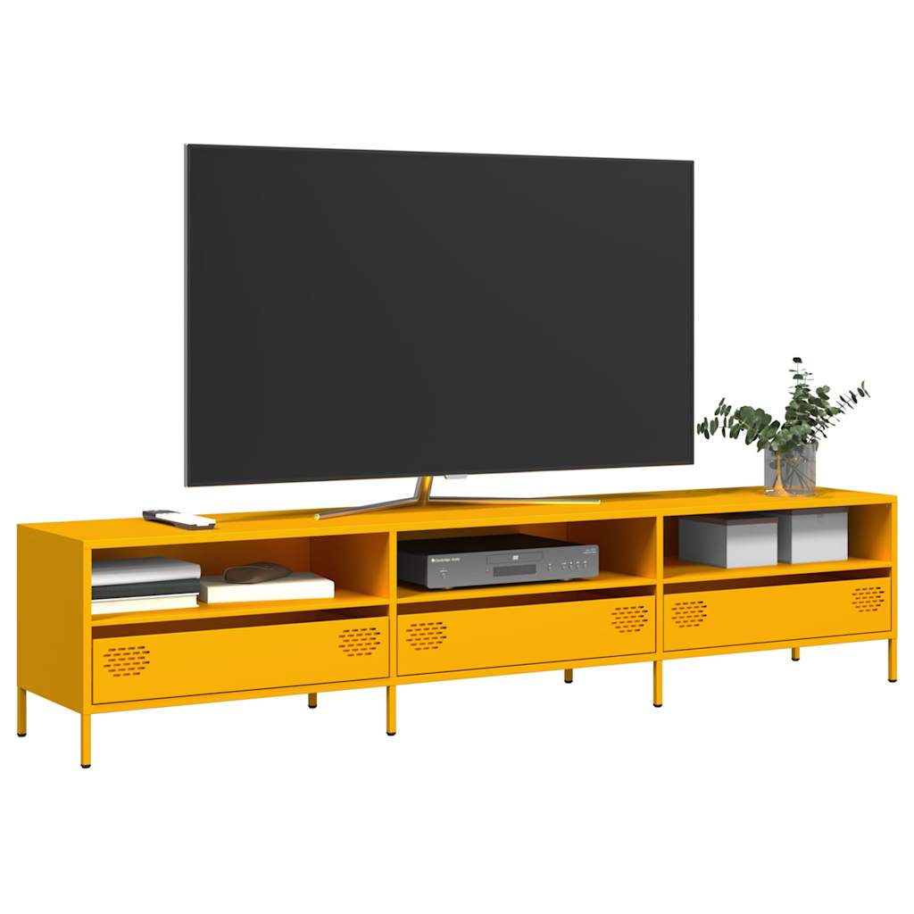 Móvel de TV 202x39x43,5 cm aço laminado a frio amarelo mostarda