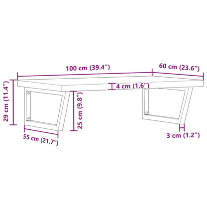 Prateleira de parede p/ lavatório aço/madeira carvalho maciça
