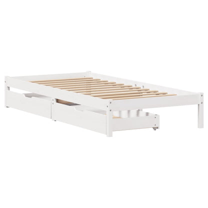 Cama sem colchão 75x190 cm madeira de pinho maciça branco