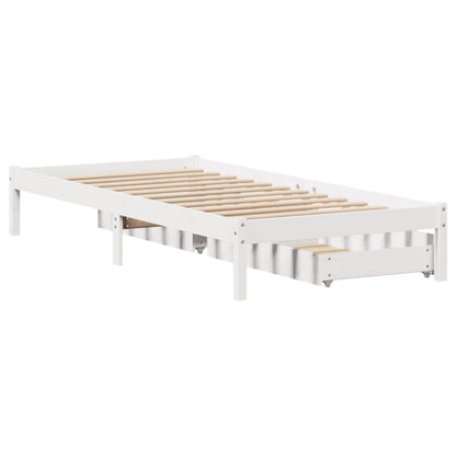 Cama sem colchão 75x190 cm madeira de pinho maciça branco