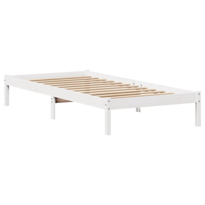 Cama sem colchão 75x190 cm madeira de pinho maciça branco