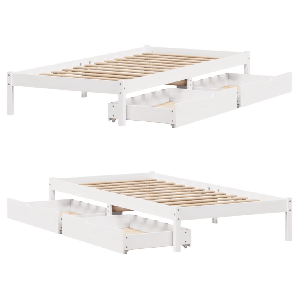 Cama sem colchão 75x190 cm madeira de pinho maciça branco