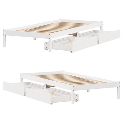 Cama sem colchão 75x190 cm madeira de pinho maciça branco